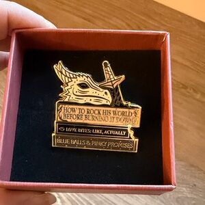 Gold Dragon Enamel Pin bookish